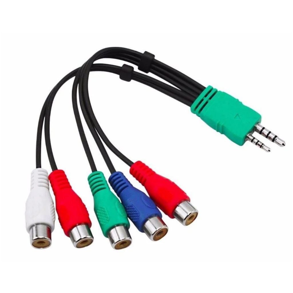 Cabo Adaptador AV Lotus Componente Compatível para TV Led LCD P1 P2 5 RCA Novo a Pronta Entrega