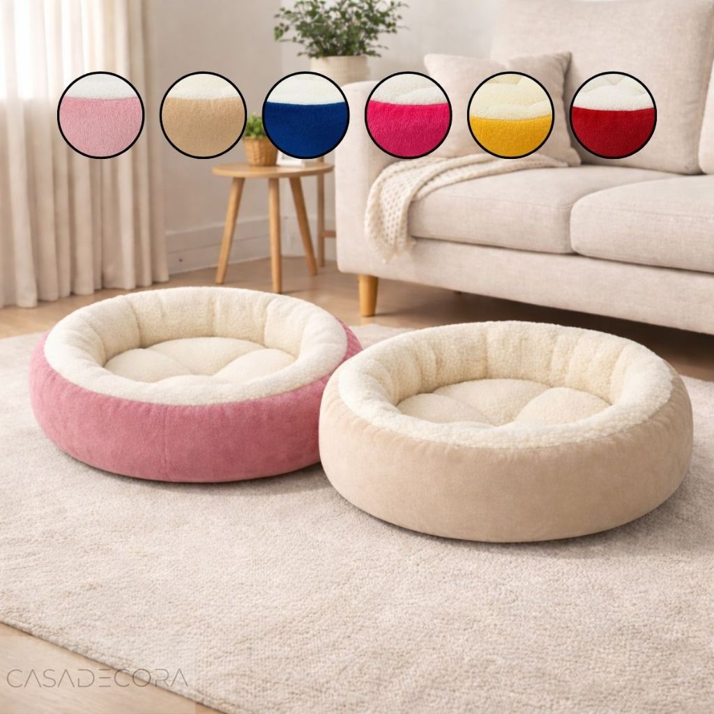 Kit 02 Caminha Redonda Pets Macia Sherpa Cama Cachorro e Gato 50x50Cm Quentinha Confortável Inverno