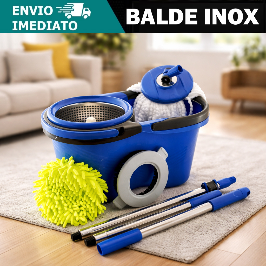 Balde Mop Esfregão Pro Perfect Reforçado Inox 360 Esfregão Reforçado Top com 3 Refil 14L Lava e Seca em Oferta na Shopee