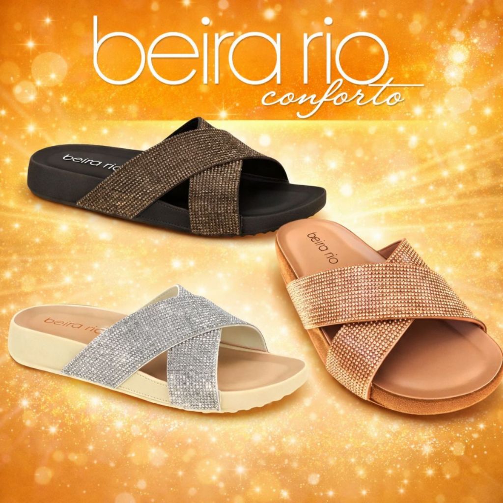 Tamanco Beira Rio Flat Papete Feminino Confortável Leve Casual para Dia a Dia Original