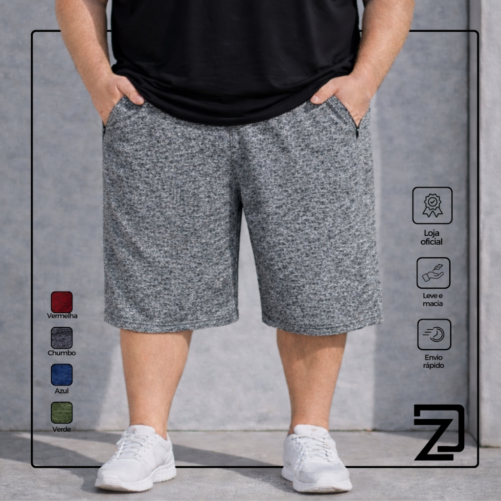Bermuda Short Academia Dry Fit Masculina Plus Size