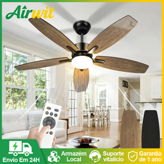 Ventilador De Teto Silencioso Inverter DC 5 Pás 42" Madeira 6 Velocidades LED 3 Cores Controle Remoto Moderno Casa em Oferta na Shopee