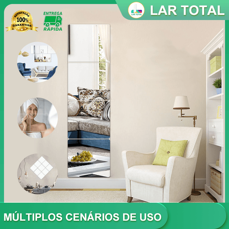 Kit 6/12/18 Espelhos Adesivos Decorativos de Parede 30x30 cm Versátil para Sala Quarto Cozinha em Oferta na Shopee