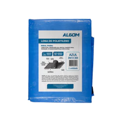 Lona Carreteiro Azul 3x3m com Ilhós – Impermeável Reforçada 100 Micras com Proteção UV Com Ilhós