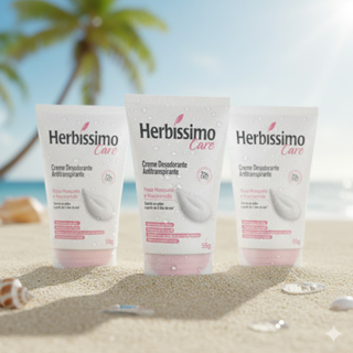 Kit 3 unid - Desodorante Creme Antitranspirante Herbíssimo Bisnaga Rosa Mosqueta e Niacinamida 55g em Oferta na Shopee