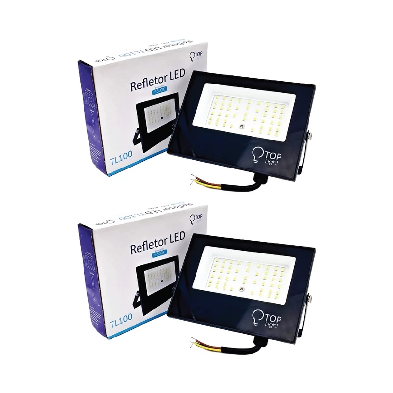 Refletor LED Slim 100W Branco Frio 6500K Bivolt à Prova D'Água Kit 2