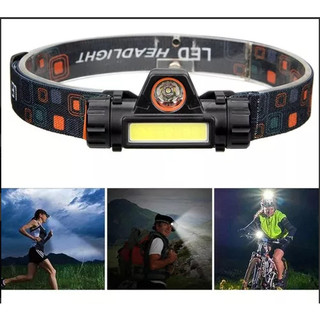 "Lanterna de Cabeça LED COB Recarregável USB – Ideal para Trilhas, Ciclismo e Emergências - Resistente a Água"