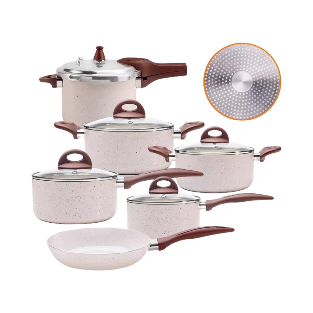 Brinox - Jogo de Panelas Antiaderente Ceramic Life 5 Peças+ panela de pressao