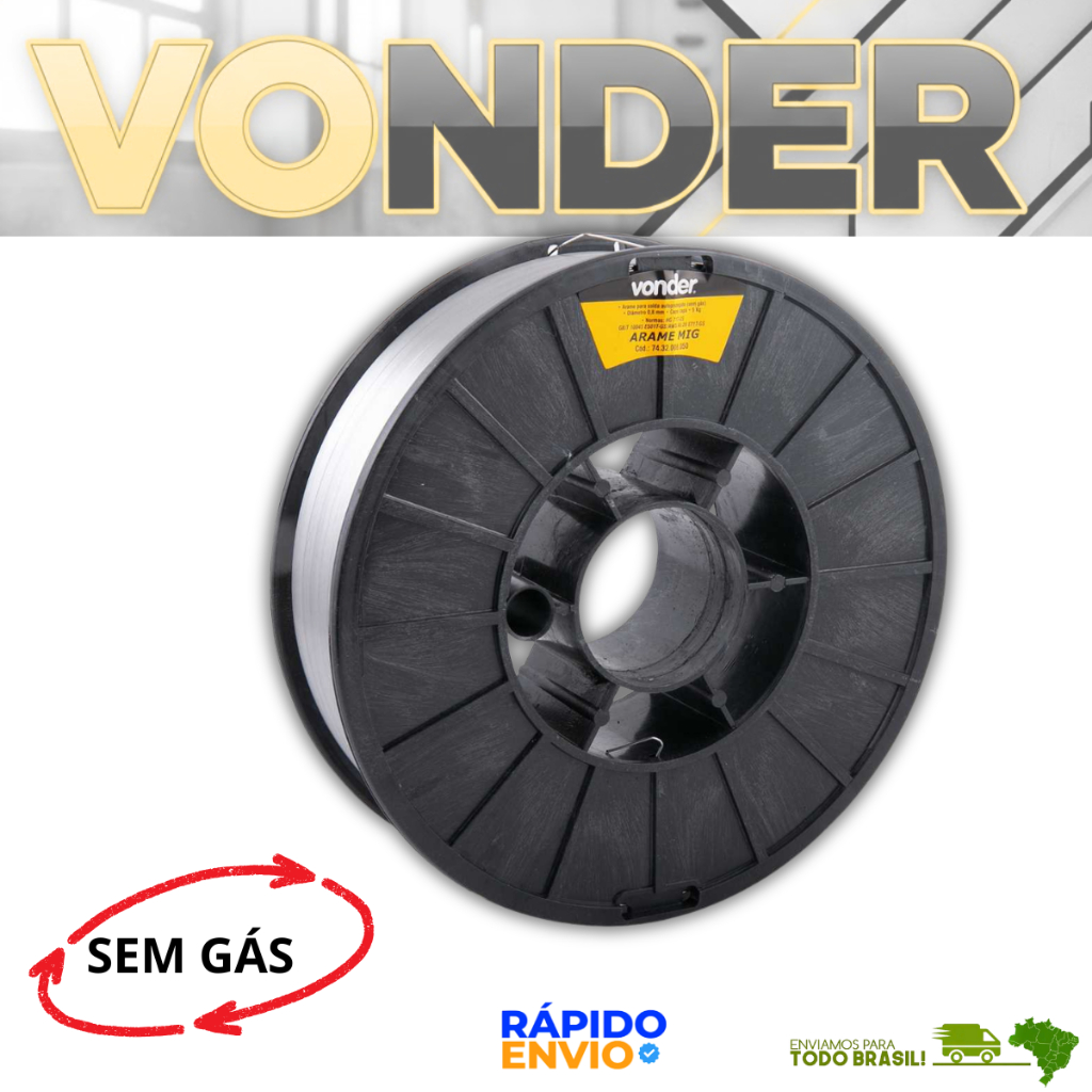 Arame De Solda Mig 0,8mm Carretel Com 5Kg Sem Gás Vonder Resistente Oferta Premium Top Original