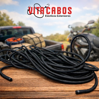 Corda Elástica 20m Preta Reforçada para Amarração de Carga e Bagagens em Oferta na Shopee