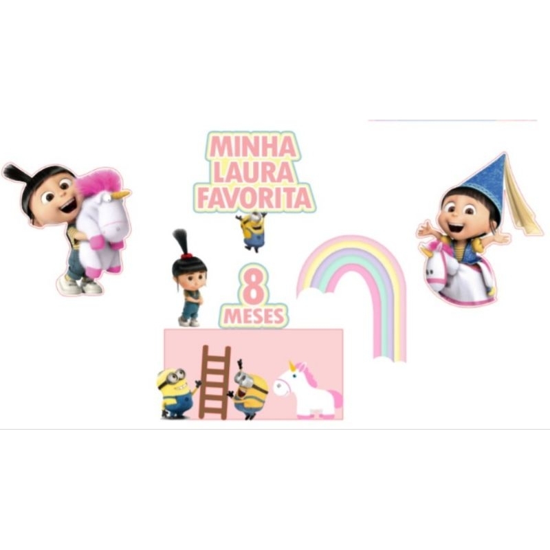 Topo Agnes meu malvado favorito em camadas personalizado mesversário Festa infantil Aniversário