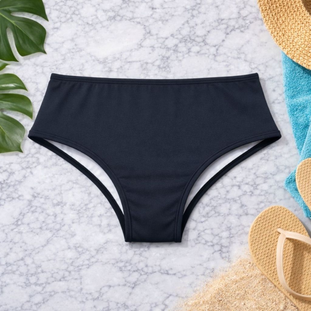 Calcinha Hot Pant Praia Preta Cintura Alta Muito Mais Segurança Moda Verão