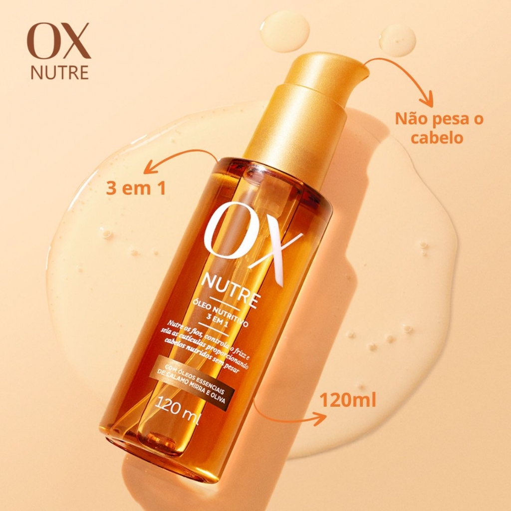 Detalhes do Kit 03un Óleo Nutritivo Ox Nutre 3 em 1 120ml