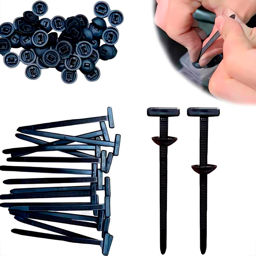 Kit Abraçadeira de Nylon Fivela Tipo T Automotiva Uso Geral de Travamento Automático Fivela Universal em Oferta na Shopee