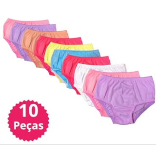 Kits de Calcinhas infantil lisas 100% algodao cores sortidas ( kits com 5,10,12 pcs) em Oferta na Shopee
