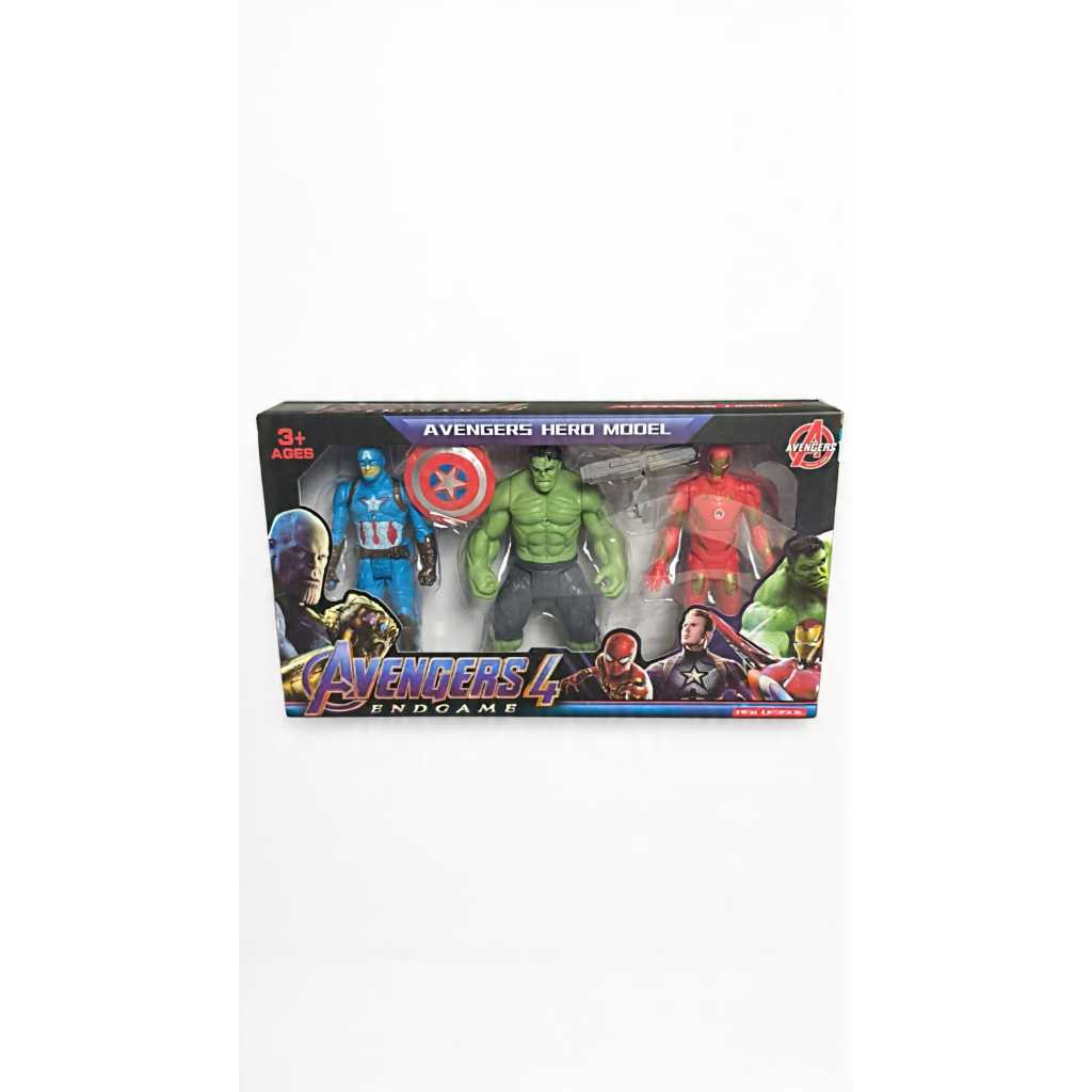 Kit Cartelado com 3 Bonecos Vingadores Avengers Thor, Hulk, Homem Aranha, Thanos Homem de Ferro Variações