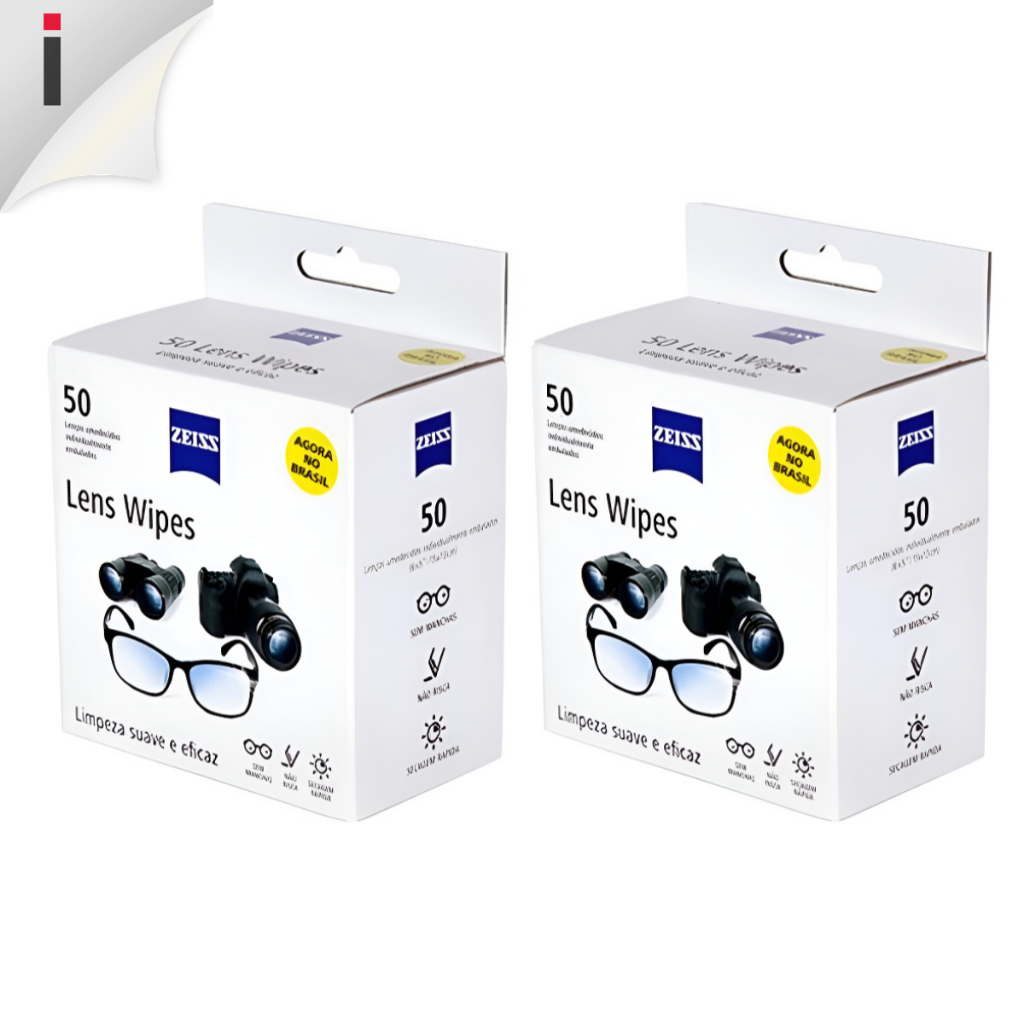 Kit 100 Lens Wipes Zeiss Lenços de Limpeza de Óculos  Pré umedecidos Lentes Oticas Telas em Geral em Oferta na Shopee