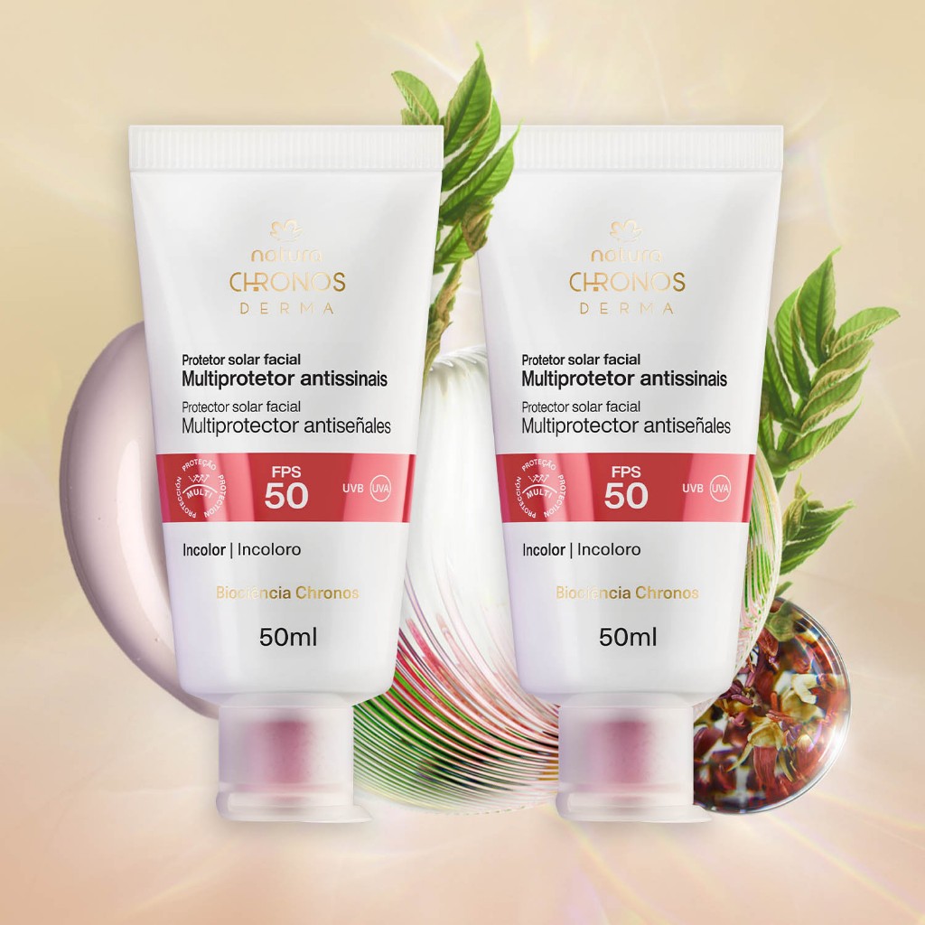 Kit Cuidados Rosto Multiprotetor Antissinais FPS 50 FPUVA 18 Chronos Derma Natura Original