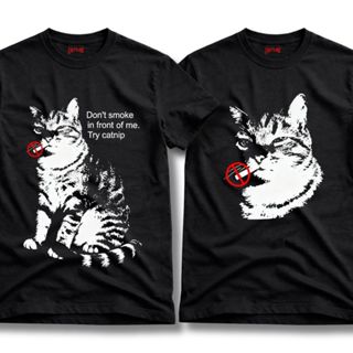 Camiseta Gato Don't Smoke Try Catnip Preta Algodão Unissex Street P ao G4 em Oferta na Shopee