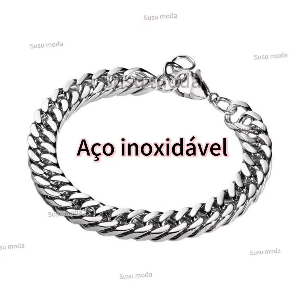 Pulseira Masculina Prata Fígaro 3x1-1X1 20cm 4mm Aço Inoxidável 316 Presente.festa.Casais.Promoção.Vários estilos