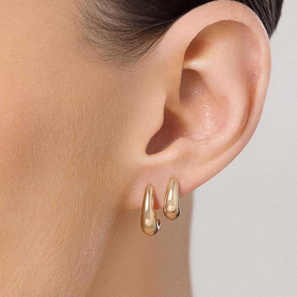 Kit Argolas Rommanel 2 Pares Original Feminina Banhadas A Ouro 18k 1 2 Furos 527513 — imagem 2 de 2