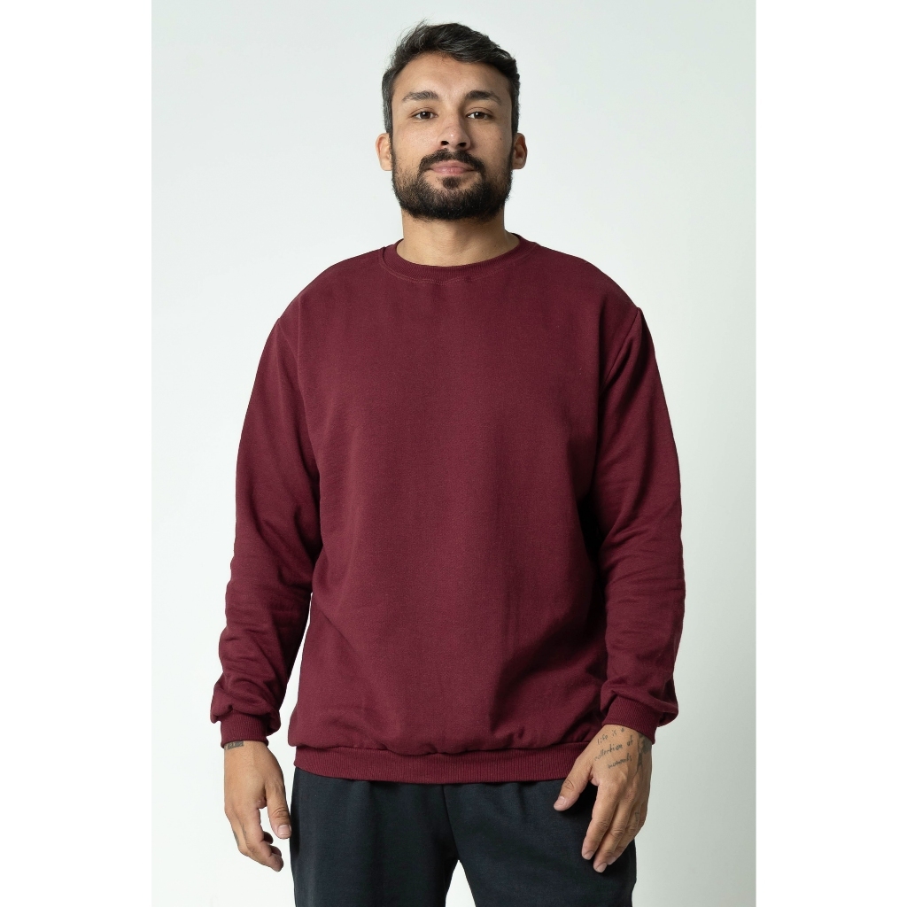 Moletom Gola Redonda Unissex Blusa De Frio Basico Careca Casaco Feminino Masculino Liso Sem Estampa Algodão Flanelado