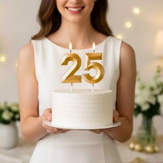 2 Velas De Aniversário Grande Design Números Dourada Perolizada Festa Luxo Premium em Oferta na Shopee