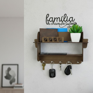 Porta Chaves De Parede, Organizador De Parede C/ Porta Carteira E Prateleira, Porta Chaves Madeira em Oferta na Shopee