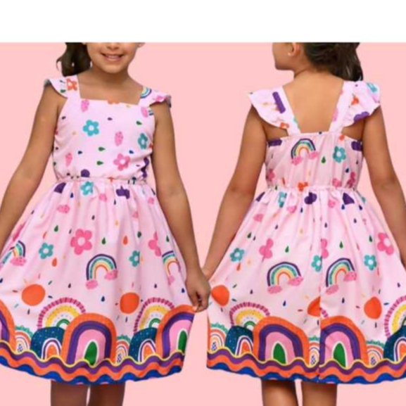 Vestido Infantil  Menina  Estampado Festa Princesa Alegre