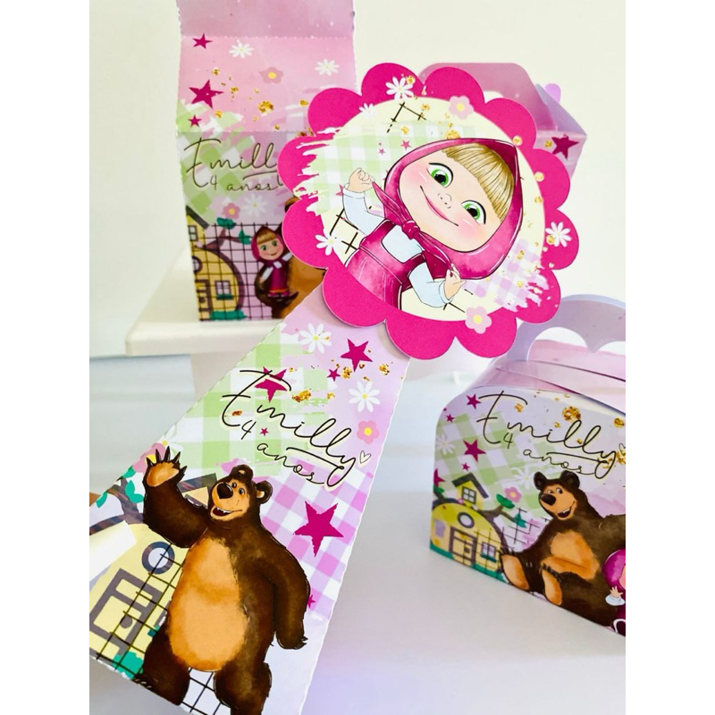 KIT MASHA E O URSO-KIT CAIXINHAS MASHA E O URSO PERSONALIZADO-KIT PERSONALIZADO ANIVERSÁRIO