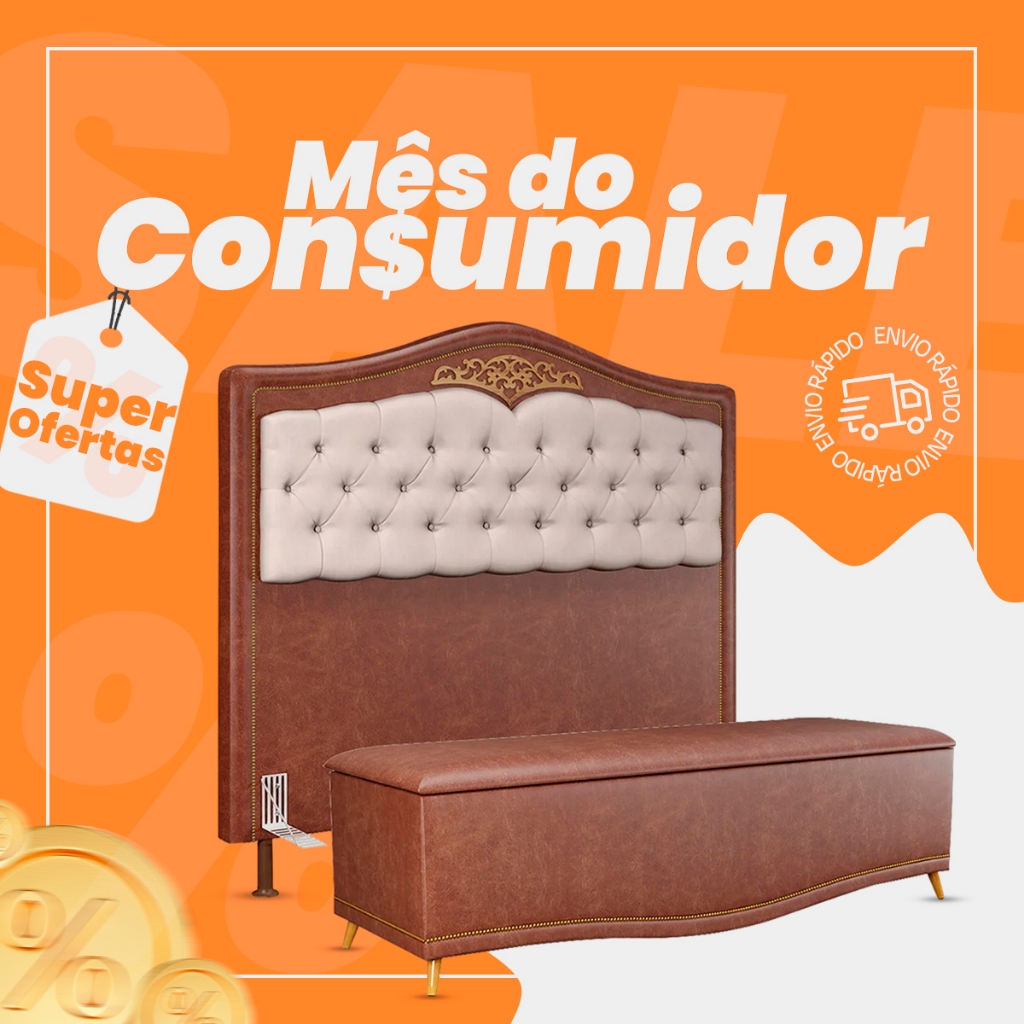 Cabeceira Cama Box Casal Queen 160cm Com Calçadeira Baú Imperial J02 Facto Marrom/Bege - Mpozenato em Oferta na Shopee