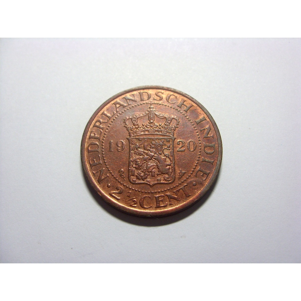 Linda Moeda Índias Orientais Holandesas 2 1/2 Cent 1920 Cobre, Autentica.
