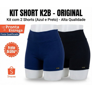 Kit 2 Shorts Fitness K2B Original Cós Alto – Zero Transparência | Treino e Academia em Oferta na Shopee