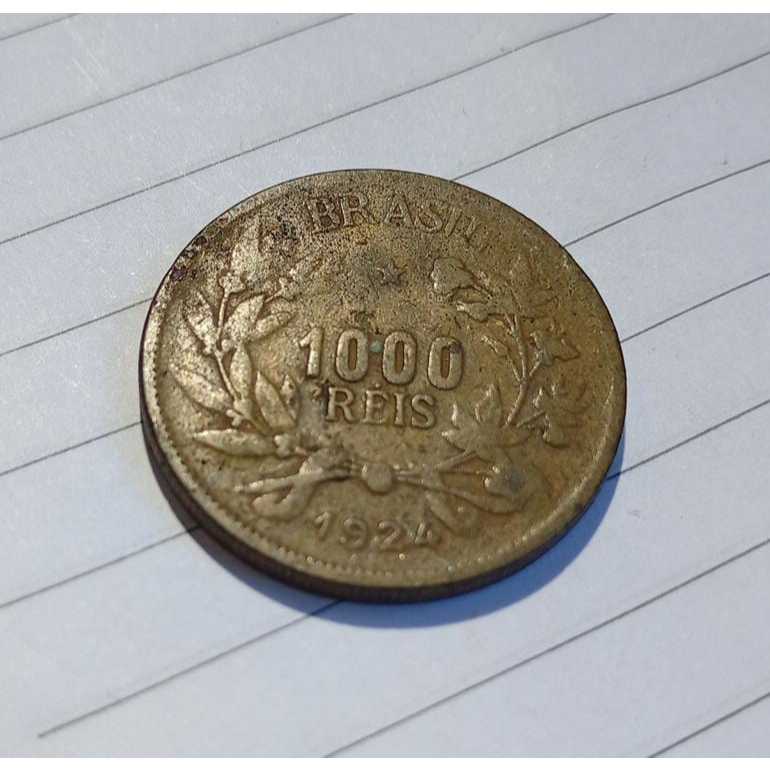 Moeda Brasileira – 1000 Réis 1924 – Brasil / Efígie da República Sentada