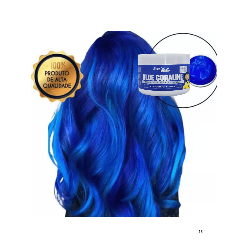 Tonalizante Azul Blue - Mechas Azuis fácil - Sem Amônia - Resultado 100% Natural Anatoly 300g