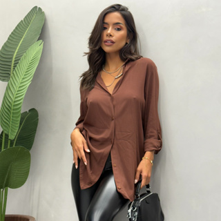 Max Camisa Feminina Viscolinho Manga Longa Elegante Sofisticada Casual Leve Moda Estilo Pre Lavado em Oferta na Shopee
