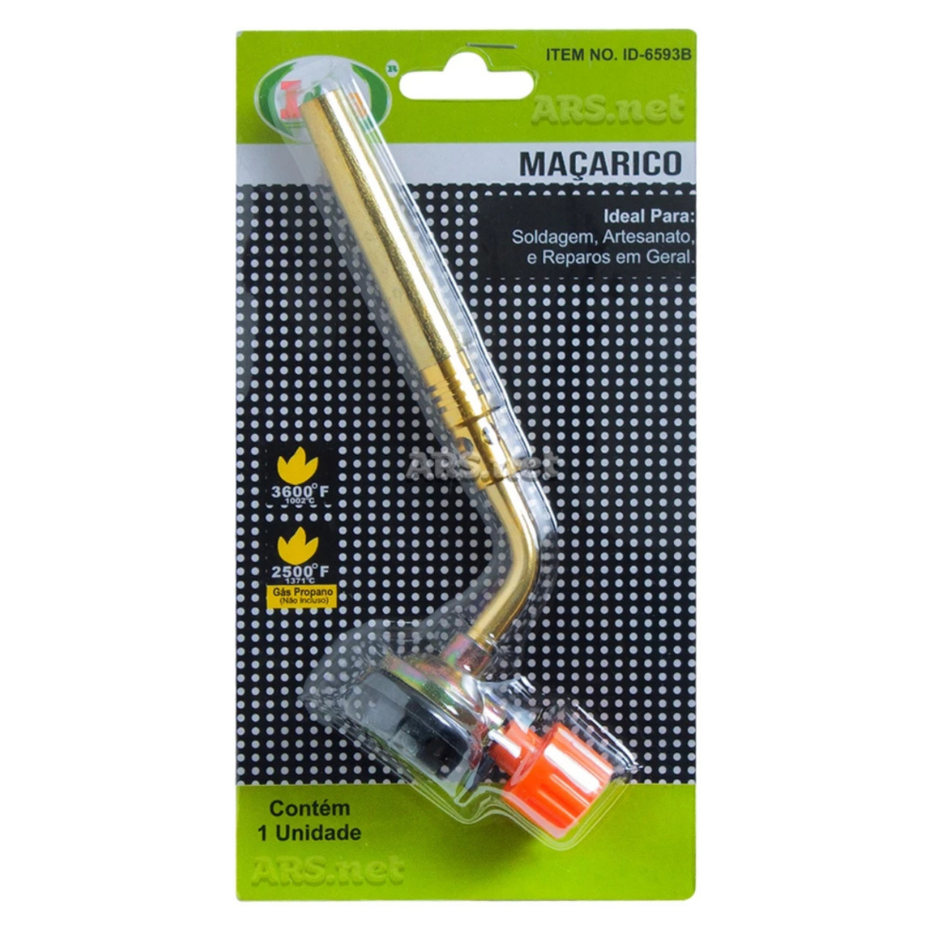 Bico Maçarico Portátil Simples Regulável p/ Cartucho 150mm - Idea