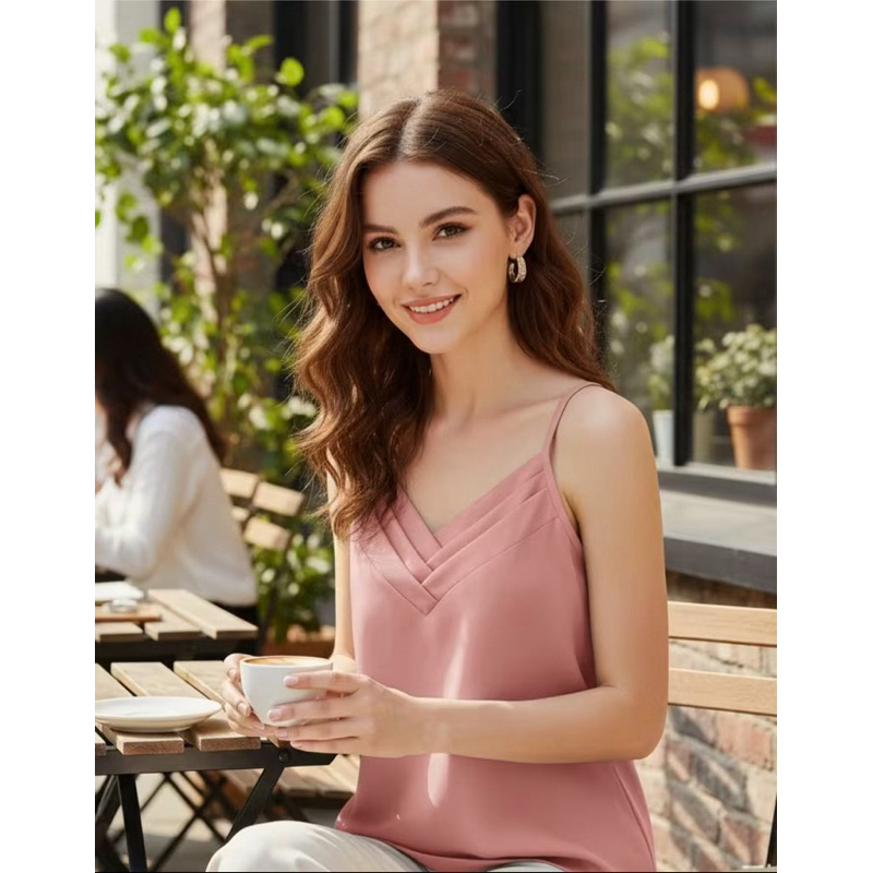 Blusa Feminina Regata Alcinha Regulável Viscose Decote V