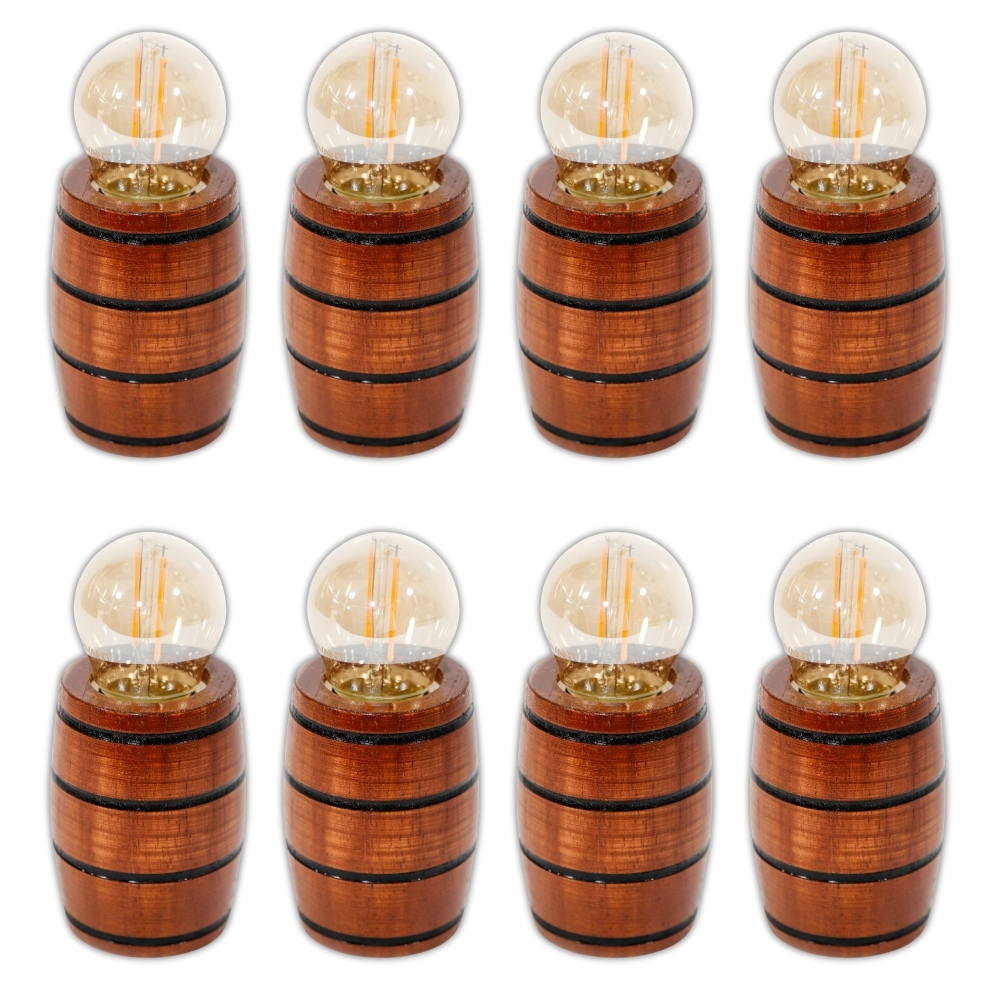 Kit 8 Soquetes Bocais para Lustres Roda de Carroça Decorações Colonial Madeira Maciça - Mogno
