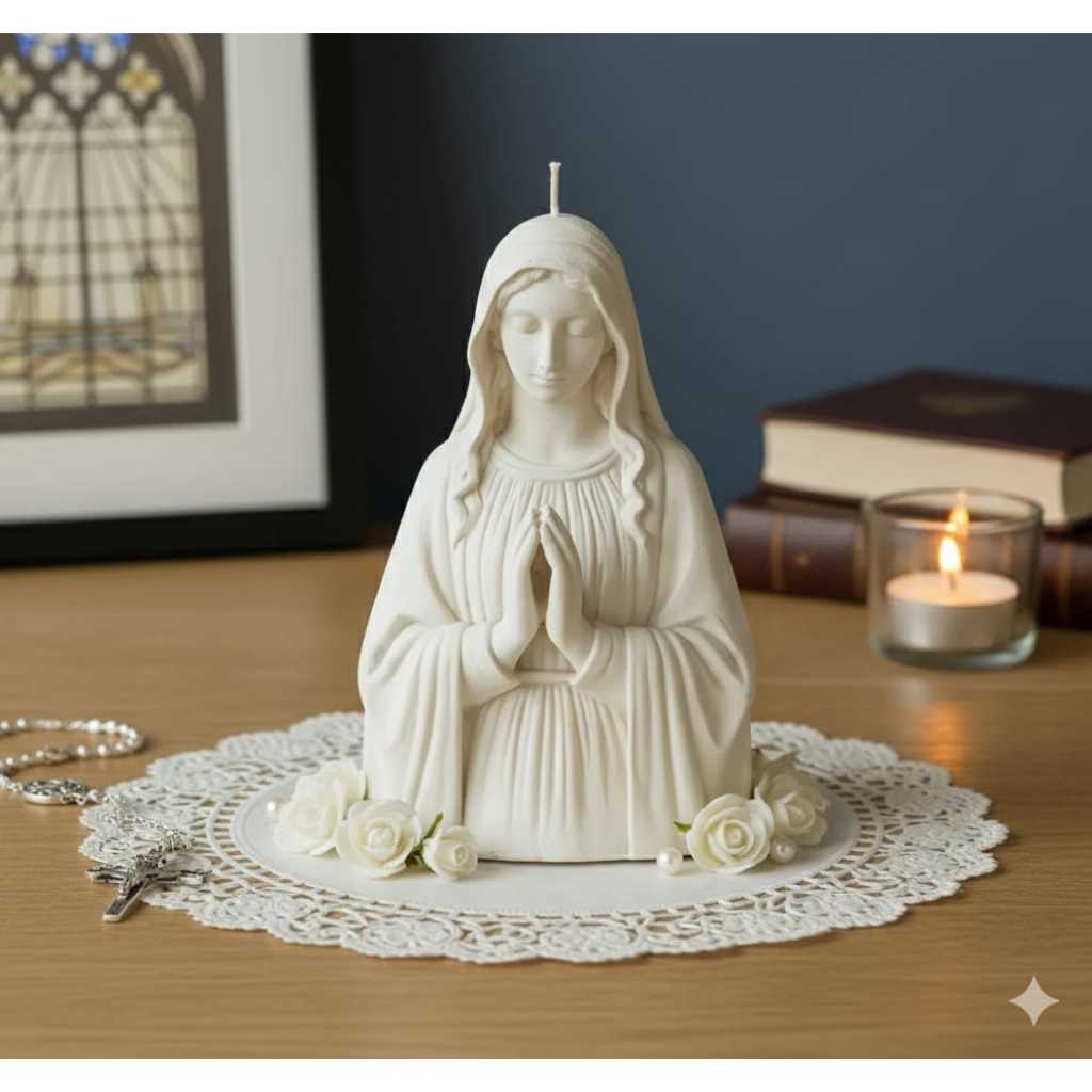 MOLDE DE SILICONE PARA VELA E SABONETE  VIRGEM MARIA em Oferta na Shopee