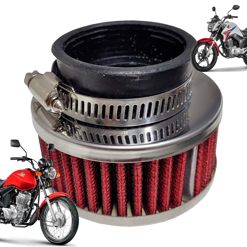 Filtro Ar Esportivo 28mm Vermelho  Cg 125 Titan 2000 Ate 2004 em Oferta na Shopee