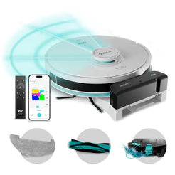 Robô Aspirador W3000 Acabamento em Vidro Volta Sozinho a Base Carregadora e Navegação 360 Bivolt WAP