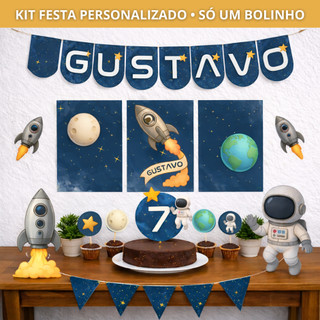 Kit Festa Personalizado Astronauta I Aniversário I Mesversário I Decoração Festa Infantil I Festa Escola I Festa em Casa