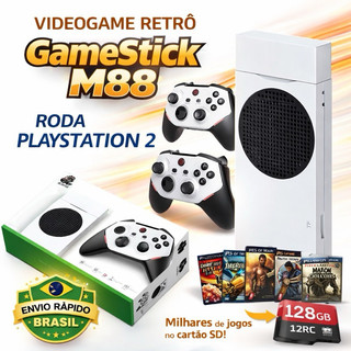 Videogame Retrô GameStick M88 PS2 + 2 Controles Sem Fio + 128GB Milhares Jogos