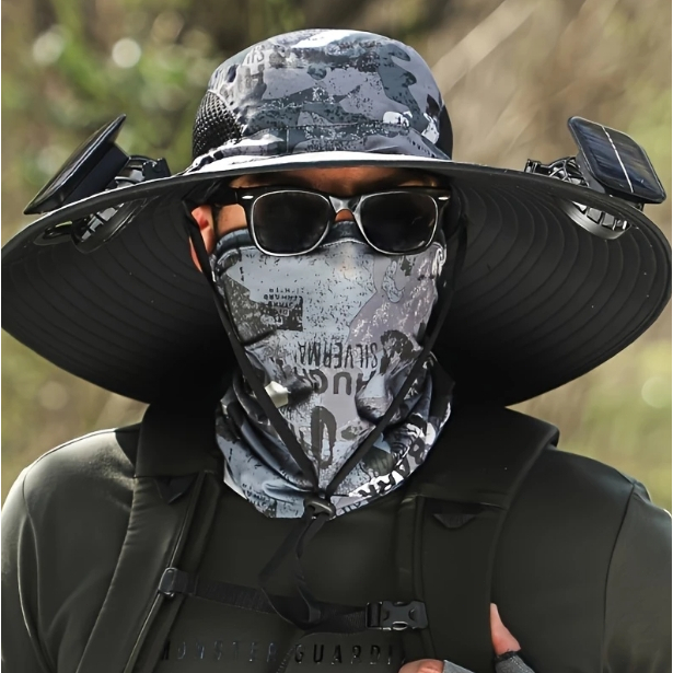 Chapéu Ajustável Ventilador Solar Impermeável Refrescante Com Proteção UV Para Pesca Praia Trilha