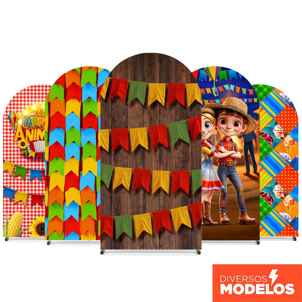 Painel Romano Festa Junina Retangular Picolé Sublimado Em Tecido Veste Fácil 2x1m em Oferta na Shopee
