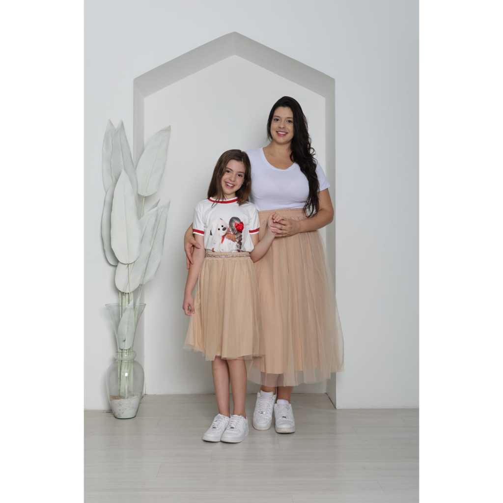 Saia Tule Infantil Liso Gode Femenina Moda Evangelica em Oferta na Shopee