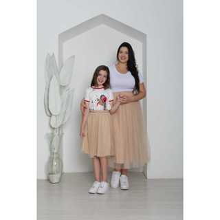 Saia Tule Infantil Liso Gode Femenina Moda Evangelica em Oferta na Shopee