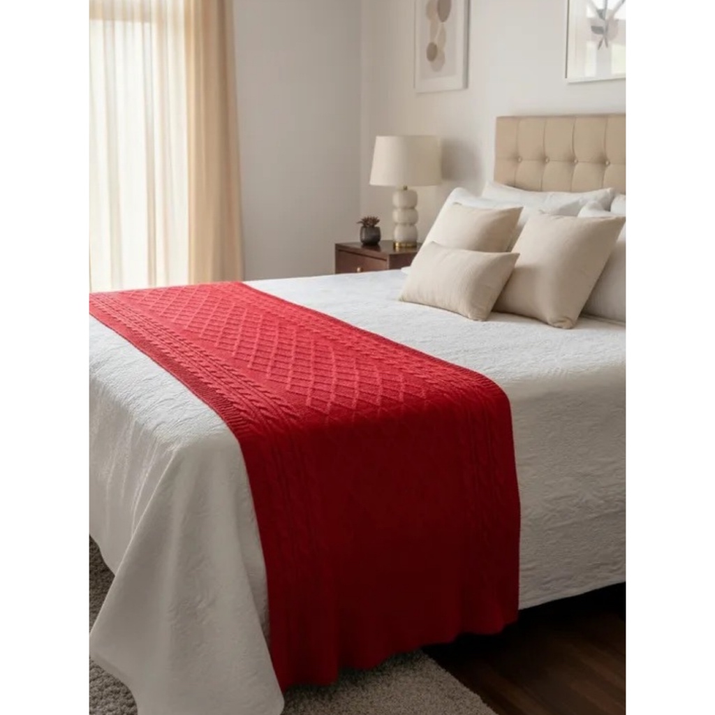 Peseira Manta Trançada Tricot Cama Casal Queen King Size Decorativa Conforto Mesa Sofá Sala 210x50 em Oferta na Shopee