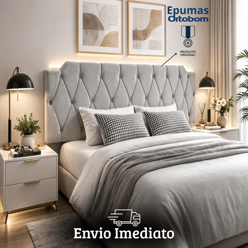 Cabeceira Estofada Kelly Cama de Casal Queen e King - Fixação na Parede - Cores Diversos - Envio Imediato em Oferta na Shopee